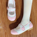 Small cute round toe flat sole single shoe with color matching breathable low heel simple comfortable women's shoes