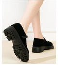 Fashionable Breathable Women's Slip-On Shoes Thick Heel Comfortable Work Shoes Mary Janes Flat Heel Cotton Lined PU Leather