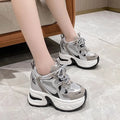 10CM High Women's Platform Sneakers Lightweight Breathable Mesh Sneakers for Women Fashion Designer Leather Thick Heel Sneakers