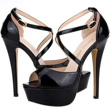 Women Sandals Wedding Dress 2026 Women Sandals 14CM Platform High Heels Sexy Ankle Strap Sandal Open Toe Stilettos Party Dress Wedding Shoes Plus Size 44