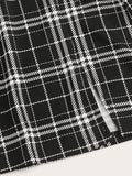 Women Elastic Waist Checkered Split Hem Mini Skirt Slim Fit Y2K Sexy Xmas Party Vintage Preppy Skirt