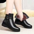 Leather Women Boots 2024 Winter Thick Wool Lined Genuine Leather Women Snow Boots Large Size Women Winter Shoes