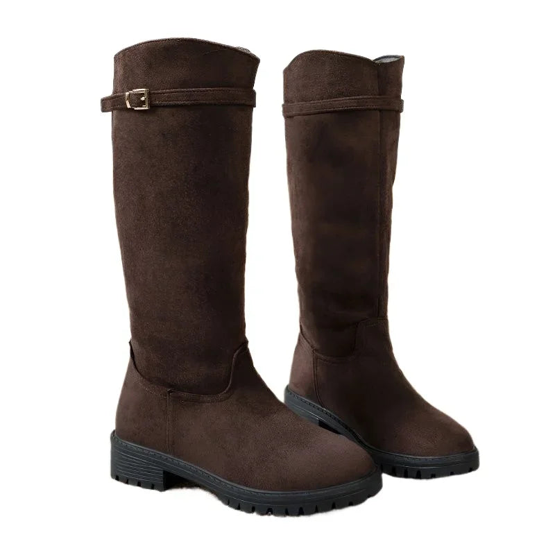 Women's New Autumn Winter Western Style Long-thigh Boots Heightened Comfort Retro Warm Fashion Boots Flat Shoes Plus Size 36-43