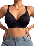 Plus Size Solid Women Bra Thin No Lining Push Up & Shaping Bra Breathable Mesh Underwire Lingerie 1XL-5XL