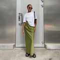 Elegant Satin Black Trumpet Skirts Fashion Slim High Waist Skirts Women Female Solid Office Long Skirt Spring Summer