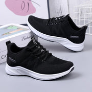 Women Knitted Mesh Lace Up Sneakers Non-slip Thick Sole Lightweight Breathable Walking Casual Sports Shoes