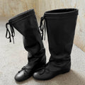 Eilyken Autumn Winter Fashion Butterfly-kont Women Knee-High Boots Vintage Style Cross-strap Round Toe Low Flat Heels Shoes