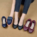 Shallow Mouth PU Ballet Shoes Thread Lightweight Ballet Flats Women Bowknot Foldable Chicken Rolls Dance Shoes Ballet Dance