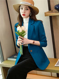 Classic Designer Blue Blazer Women's Suits Slim Fitting Elegant Casual High-Quality Female Loose Suit  Chic Top Spring