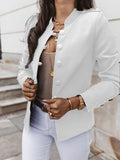 Women's Long Sleeve Slim Fit Blazer, Button Front Short Suit Jacket Office Casual Coat