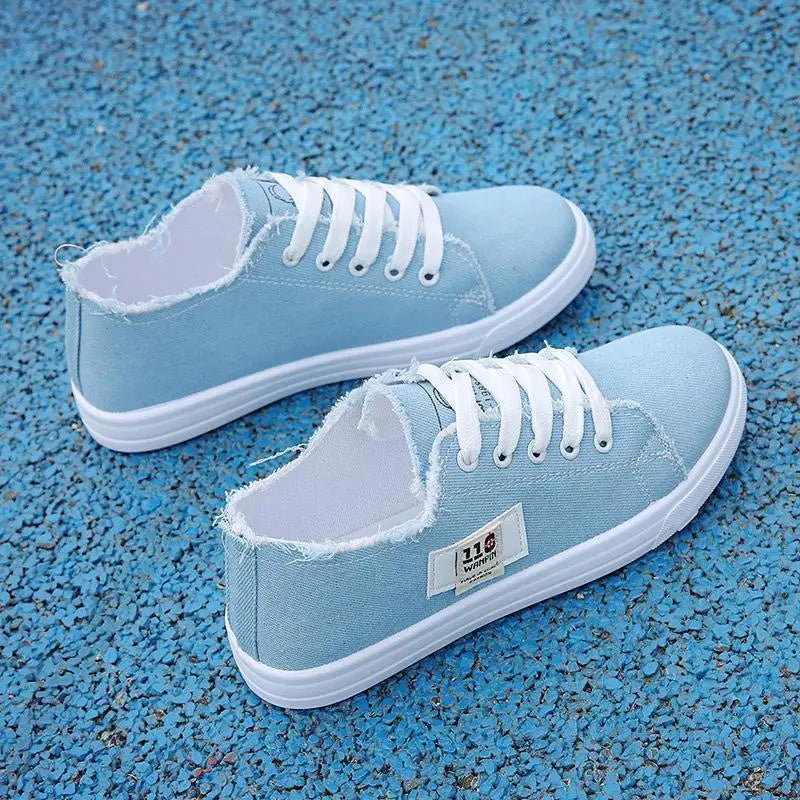 New Style Comfortable Casual Flat White Shoes Canvas Low-top Cross-strap Lightweight Sports Shoes for Women