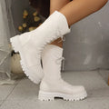 Spring Autumn New Simple Solid Color Thick Soled Women's Knee High Boots 2026 Fashion Round Toe Zipper Casual Outdoor Women Boot