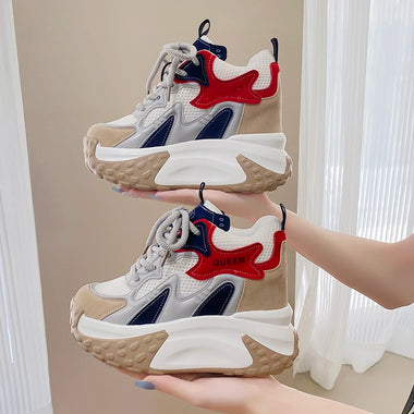 10CM  Women Platform Sneakers Autumn Spring Breathable Wedges Casual Shoes High Heels Thick Sole Sneakers Woman Deportivas Mujer