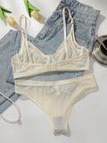Sexy Floral Lace Lingerie Set Women Underwire Padded Bra With Lace Thong Adjustable Shoulder Straps Ladies Intimate Underwear