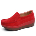 Women's Loafers Flat Genuine Leather Women's Genuine Leather Loafers Slip-On Round Toe Navy Platform Flat Shoes Spring Autumn Casual