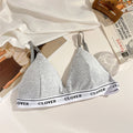 Women Cotton Bra Non-wire Wireless Bralette Letter Print Padded Bra Deep V Triangle Cup Underwear Sexy Lingerie One Size