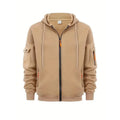Hoodie Sweatshirt Men's Full Zip Hoodie Fleece Sweatshirt Jacket Multi Pocket Loose Casual Outdoor Long Sleeve Hooded Coat Warm Tracksuit Top