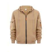 Hoodie Sweatshirt Men's Full Zip Hoodie Fleece Sweatshirt Jacket Multi Pocket Loose Casual Outdoor Long Sleeve Hooded Coat Warm Tracksuit Top