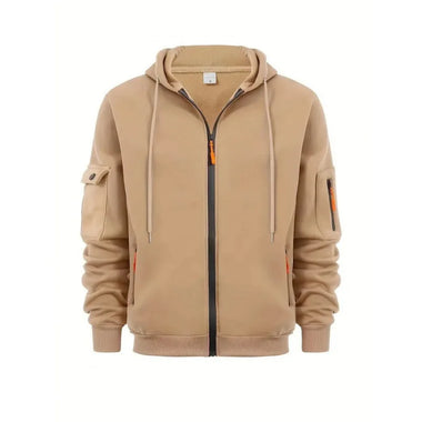 Hoodie Sweatshirt Men's Full Zip Hoodie Fleece Sweatshirt Jacket Multi Pocket Loose Casual Outdoor Long Sleeve Hooded Coat Warm Tracksuit Top