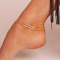 Gold Silver Plated Ankle Bracelets for Women Waterproof Anklet for Women Adjustable Figaro Beaded Anklet Beach Jewelry for Women