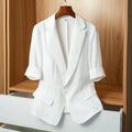 Female Leisure Thin Style Short Sleeved Small Blazer Jacket Korean Summer New Solid Color Short Sleeved Small Suit Top Coat