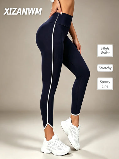 Women's Gym Leggings Solid Color Sports Pants Tight Fitting High Waisted Hip Lifting Yoga Pants Running Sports Pants Streetwear