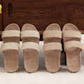 New Linen Slippers for Women at Home, Indoor Anti Slip Couple Summer Floor Slippers Men Shoes