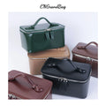 Makeup Bag Cosmetic Ladies Saffiano Split Leather Travel Toiletry Case Bag Portable Hanging Makeup Organizer Box Dopp Kit Cosmetic Bag For Women