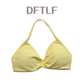 DFTLF Sports Strappy Bra Women Halter Thin Strap Seamless High Support Breathable Soft Push Up Yoga Pilates Gym Workout Fitness