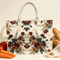Vintage Floral Felt Tote Bag, Retro Flower Butterfly Print Shoulder Handbag, Large Capacity Reusable Shopping Bag for Women