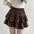 Y2k Gothic Punk Women Mini Skirts Rock Subculture Cake Skirts Cute Ruffled Plaid Skirt Japanese Preppy Style Casual Short Skirts