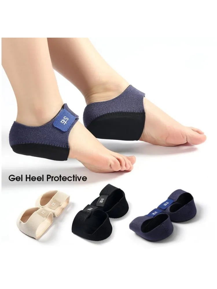1 Pair Back Heel Protective Sleeve Heel Pad Adjustable Gel Heel Arch Support Foot Flat Feet Pain Relief