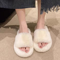 2026 Autumn Winter Fluffy Slippers Women House Home Fur Slippers For Women Flat Platform Cozy Fuzzy Indoor Shoes Korean Slides