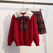 Skirt New autumn and winter collection: stylish and trendy two-piece pleated skirt set for girls