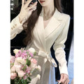 Mid Length Dress Women Blazer Dresses A Line Vestidos Y2k Streetwear Full Sleeve Tight Waist Elegant Party Night Work 2026