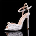Women Shoes Luxury Wedding Sandals Maogu Women Sandals Fashion High Quality Wedding Shoes Women New Pearls Studs Luxury Peep Toe High Heels Buckle Woman Sandal 43