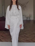 Simple Bat Sleeve Strap Solid Color Dress for Women 2025 Spring Summer New Loose Long Dresses