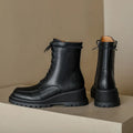New Split Leather Platform Wedges Women Boots Round Toe Lamb Hair Short Boots for Women High Heels Winter Knee-high Boots Women
