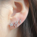 Shiny Star Women's Stud Earrings Exquisite White Zircon Versatile Female Earring Silver Color Metal Mini Crystal Party Gifts