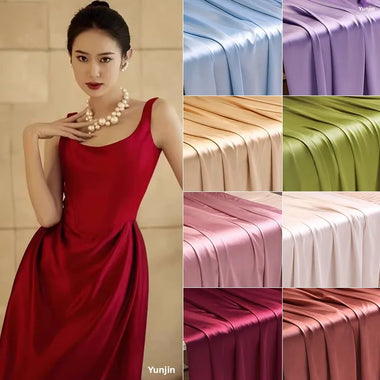 Satin Fabric for Shirt Satin Lining Fabric By The Meter for Clothing Dresses Shirt Scene Decoration Sewing Smooth Soft Flowing Cloth White Pink Blue