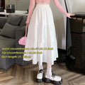 Matching Chic Lady's White Skirt Sweet Girl's Cake Skirt Elastic Waist A-Line Midi Length Flare Skirt Casual Vintage Women Skirt