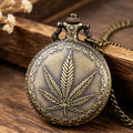 Quartz Pocket Watches Vintage Maple Leaf Pocket Watches Pendant Necklace Chain Fob Watches for Mens Womens