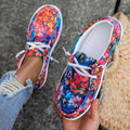 Women's Shoes, Casual Sports Shoes for Ladies, Fashionable Canvas Printed Low-Top Lace-Up, One-Step Lazy Shoes