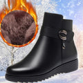 Leather Women Boots 2024 Winter Thick Wool Lined Genuine Leather Women Snow Boots Large Size Women Winter Shoes