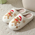Christmas Women Slippers Cute Gingerbread Winter Warm Slides Couple Houseshoes Men Bedroom Flat Soft Sole Home Shoes for Gift