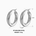 Women Earrings Hoop For Classic Fashion Smooth Round Hoop Earrings For Women Stainless Steel 5mm Thick Ear Buckle Huggie Earrings Circle Vintage Jewelry
