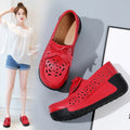 Summer Woman's Casual Shoes Flats Leather Slip-on Ladies Platform Hollow Loafers Breathable Female Moccasins Chaussures Femme