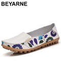 2025 Spring women genuine leather shoes slip on ballet women flats print woman shoes 4 colors moccasins loafers shoes