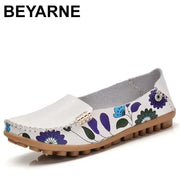2025 Spring women genuine leather shoes slip on ballet women flats print woman shoes 4 colors moccasins loafers shoes