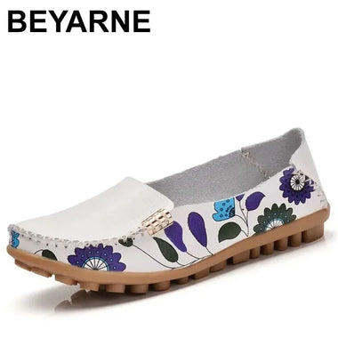 2025 Spring women genuine leather shoes slip on ballet women flats print woman shoes 4 colors moccasins loafers shoes